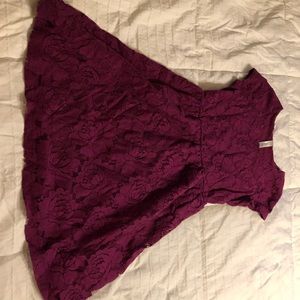 Maroon kids dress with lace detail